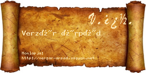 Verzár Árpád névjegykártya